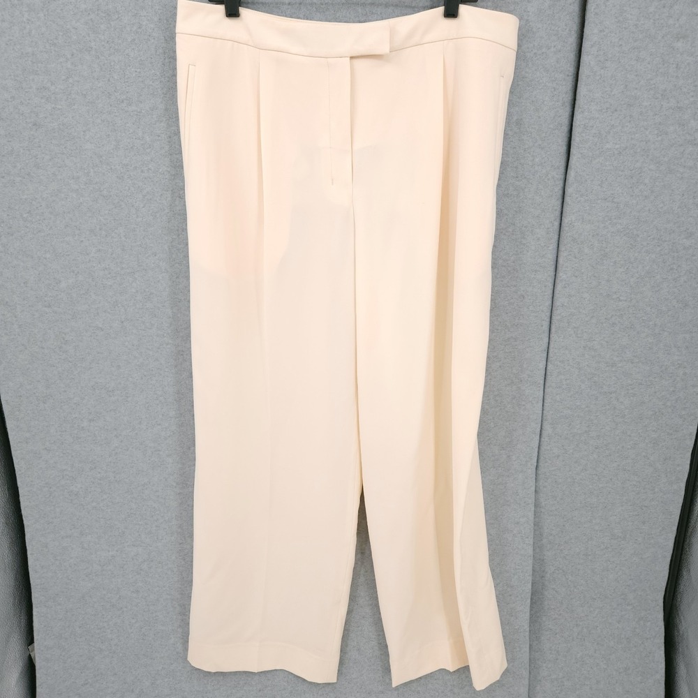 Calvin Klein Wide Leg Cream Hook & Eye Trouser Dress Pants Womens Size 16